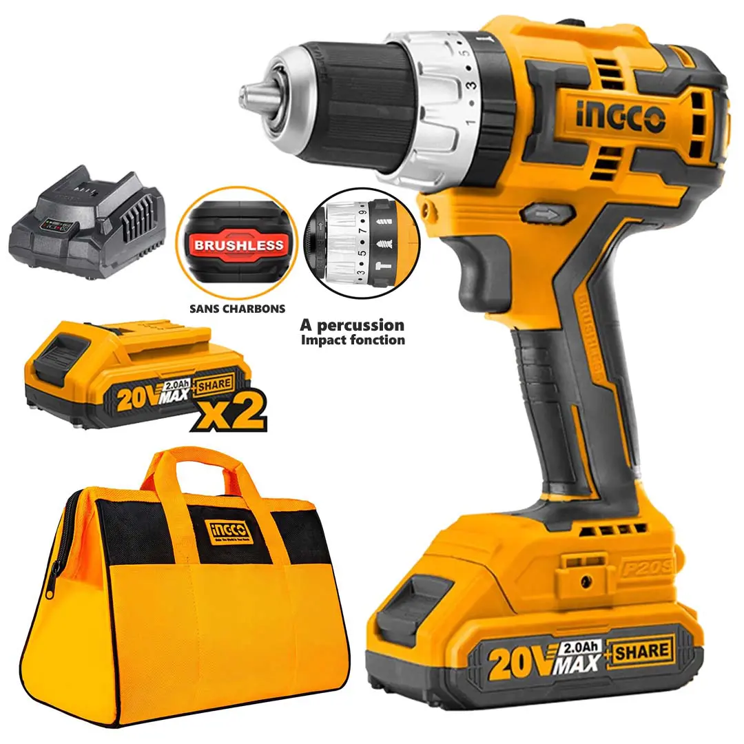Visseuse perceuse  20v 2a  sans charbon ingco – Image 1