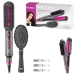 Brosse cheveux et fer a boucler kemei