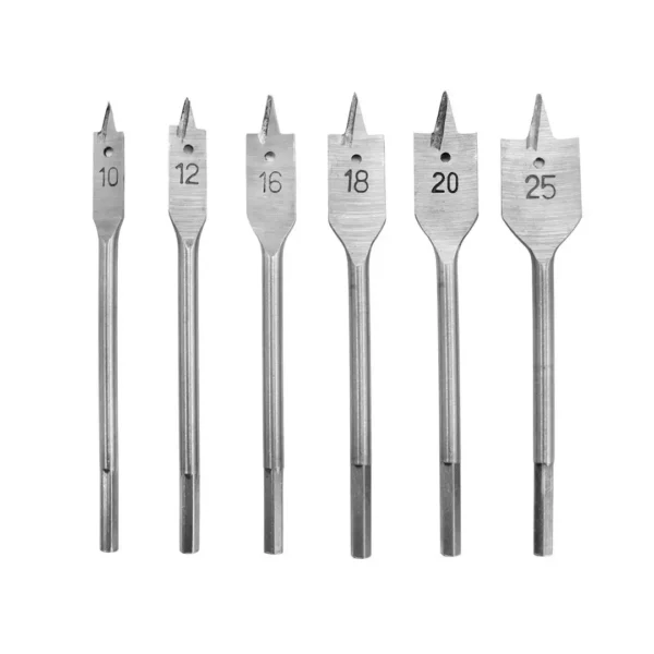 Jeu de 6 meches a bois plates 10-25mm