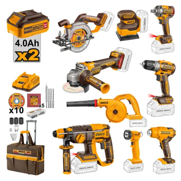 Pack sans fil ingco 39 pcs 20v 4ah