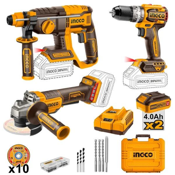Pack visseuse meule et marteau ingco 20v 4a