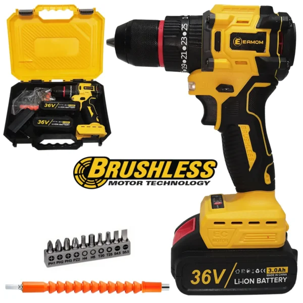 Visseuse perceuse a percussion 36v 3a eamom