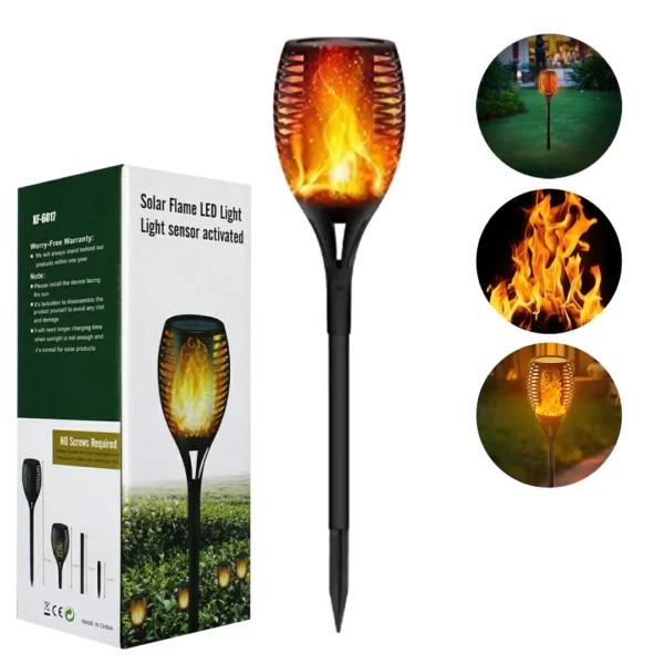 Lampe solaire flamme decorative